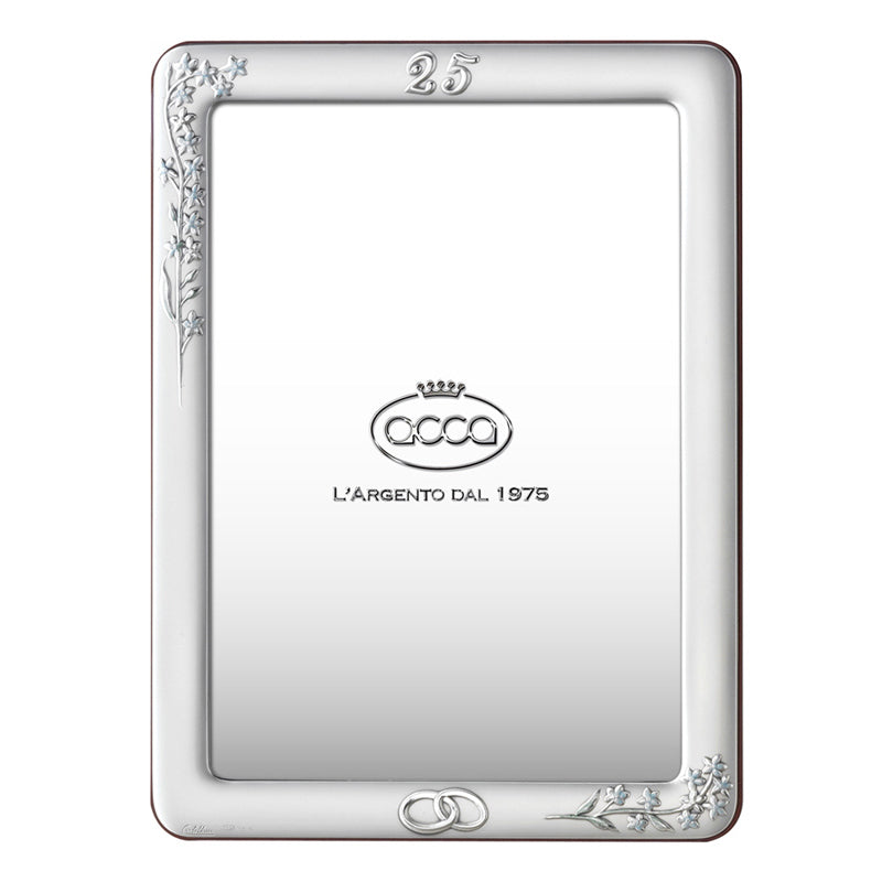 Cornice Portafoto 25 Anniversario Argento 925‰ Legno Noce Acca Argenti 103LG.6