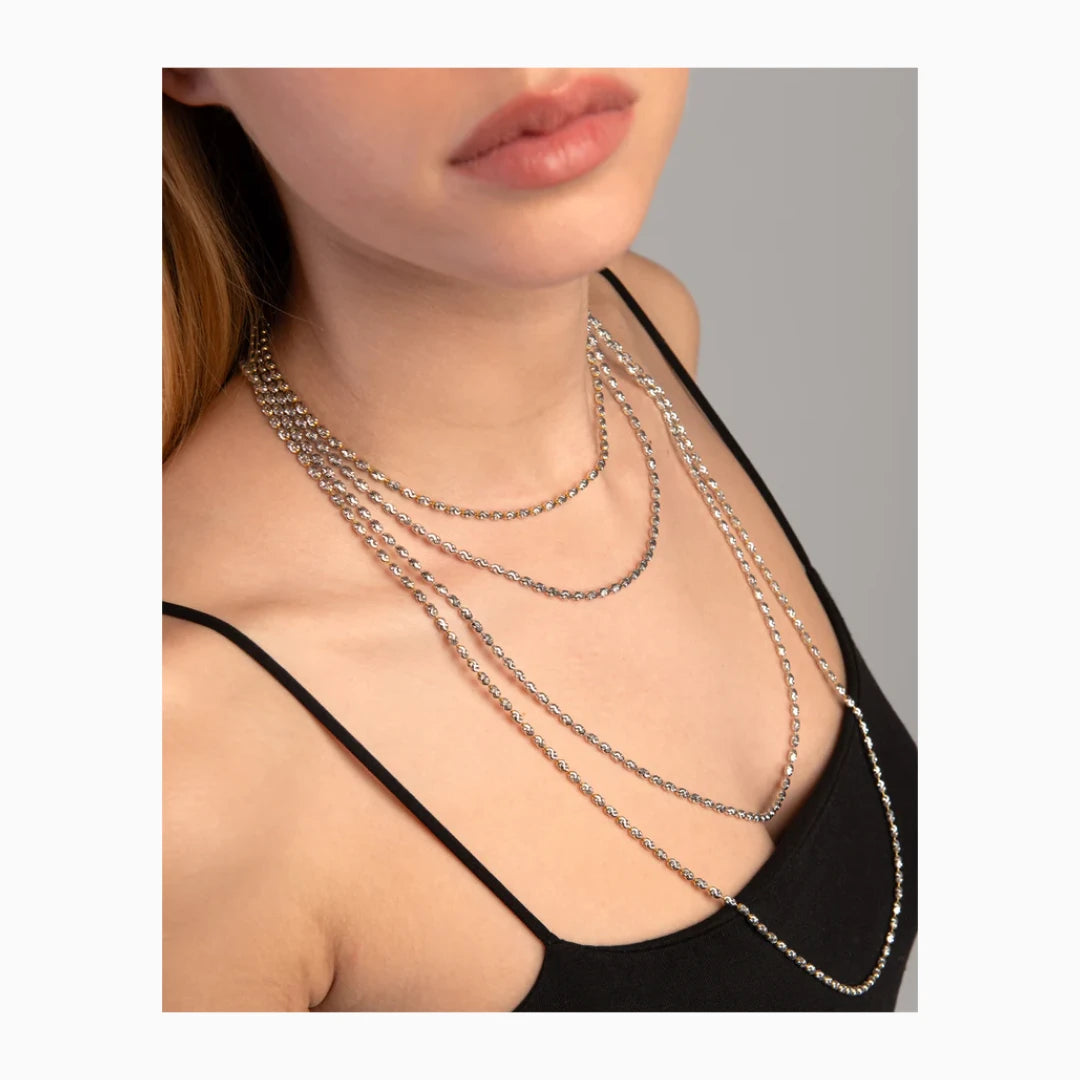 Desmos Rice Collana Argento Rodiato Bianco