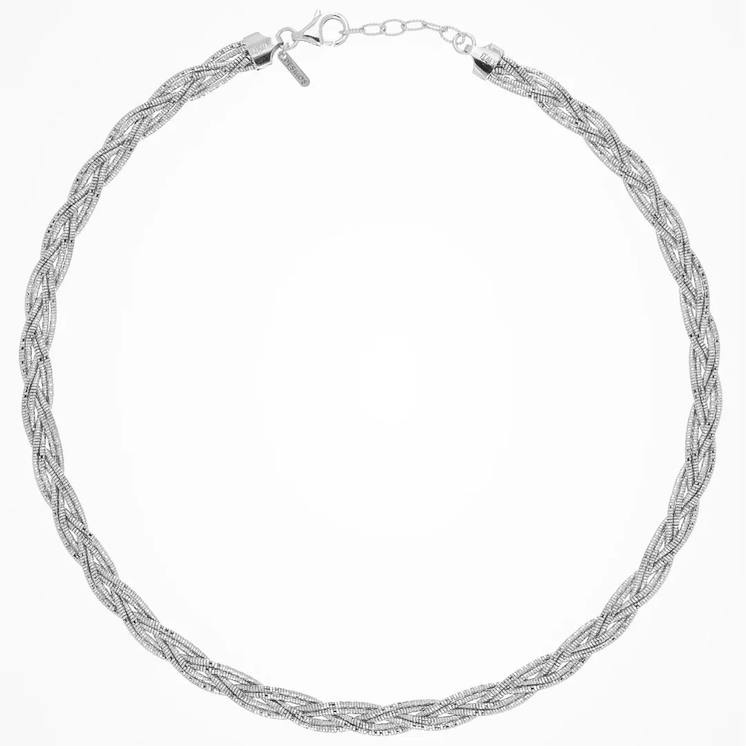 Desmos Spring Braid Collana Treccia Argento Rodiato