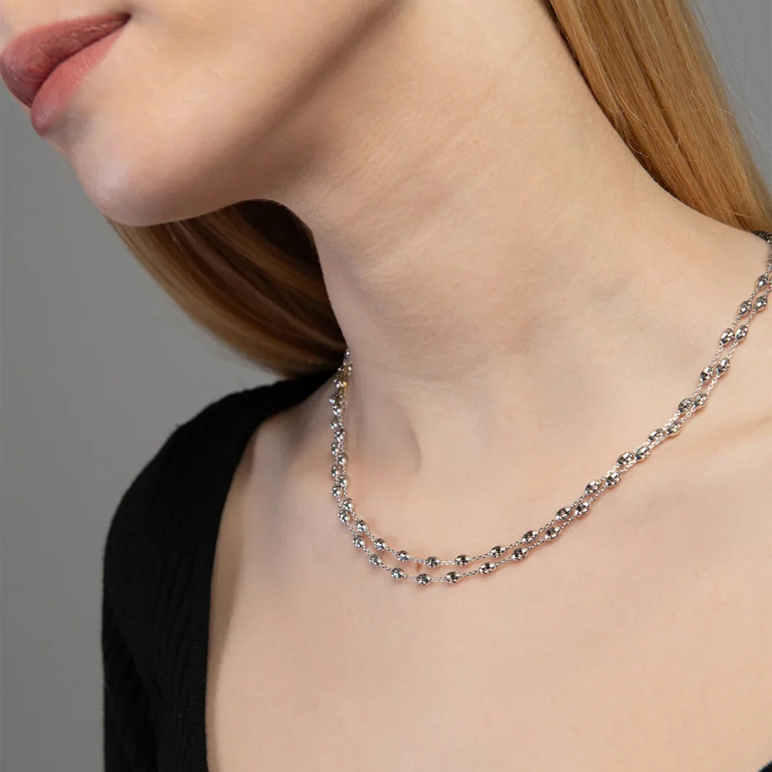 Desmos Station Nebula Lunga Collana Argento Rodiato