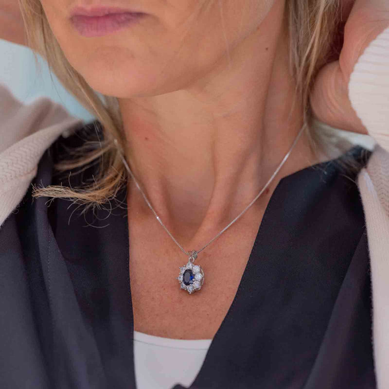 Girocollo Gioiello Argento 925‰ Zirconi Bianchi Zaffiro Gioielleria Sanetti GLGS11Z