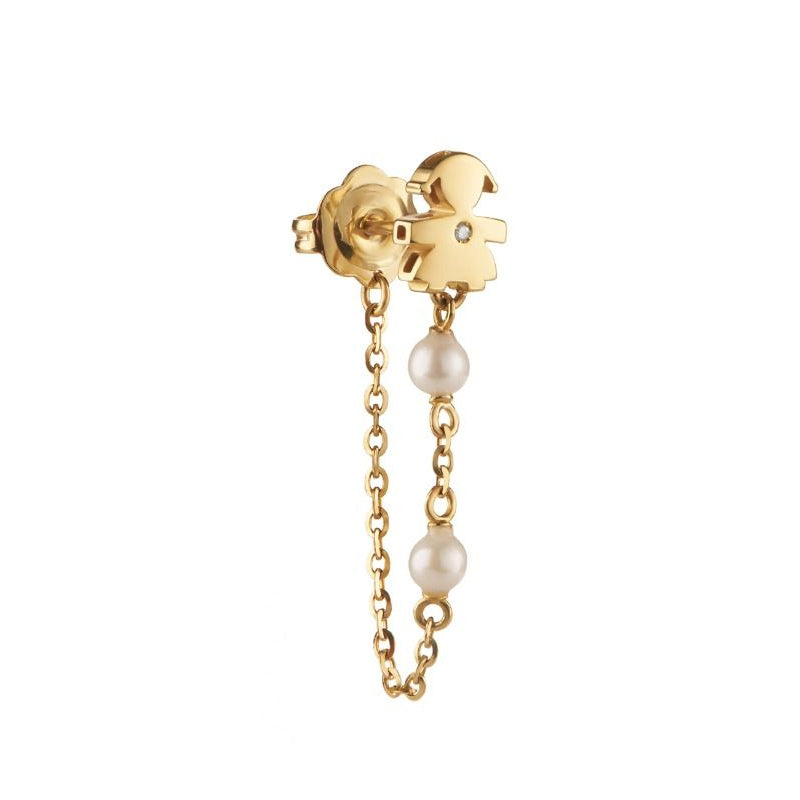 Mono Orecchino Le Perle Bimba Oro Giallo 375‰ Diamante LeBebé LBB839
