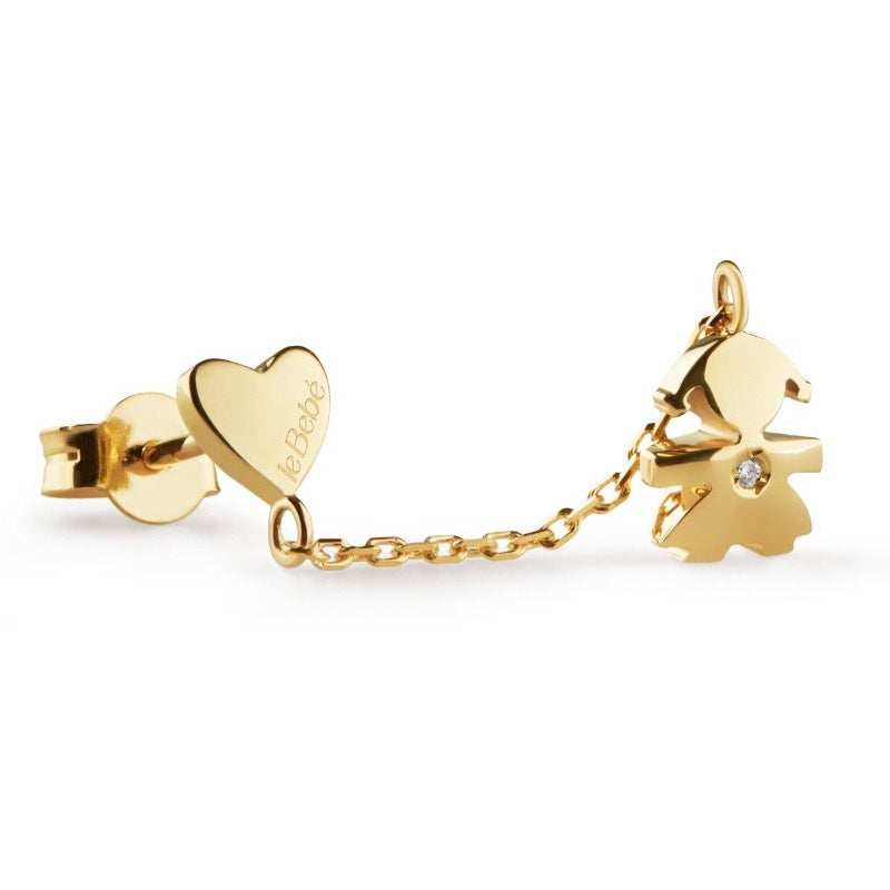 Mono Orecchino Les Petits Bimba Oro Giallo 375‰ Diamante LeBebé LBB713