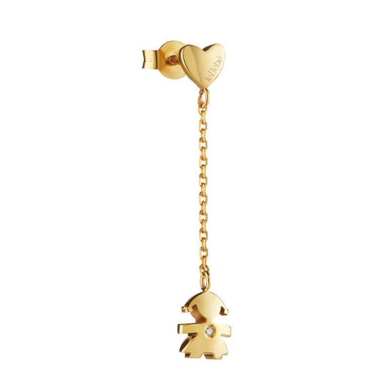 Mono Orecchino Les Petits Bimba Oro Giallo 375‰ Diamante LeBebé LBB713