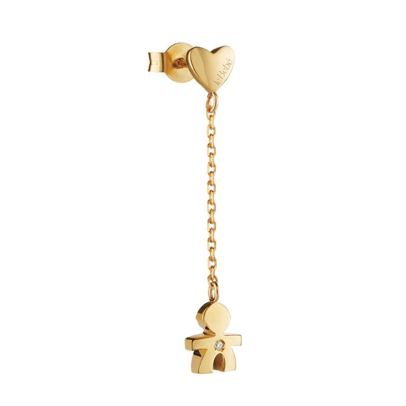 Mono Orecchino Les Petits Bimbo Oro Giallo 375‰ Diamante LeBebé LBB712