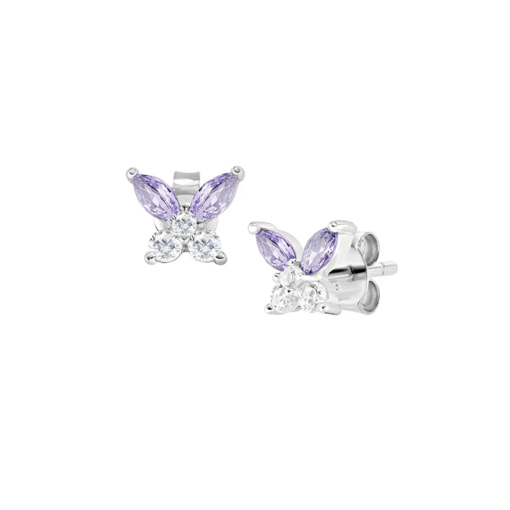 Orecchini a Lobo Petali Lilla in Argento EBUTBBLA