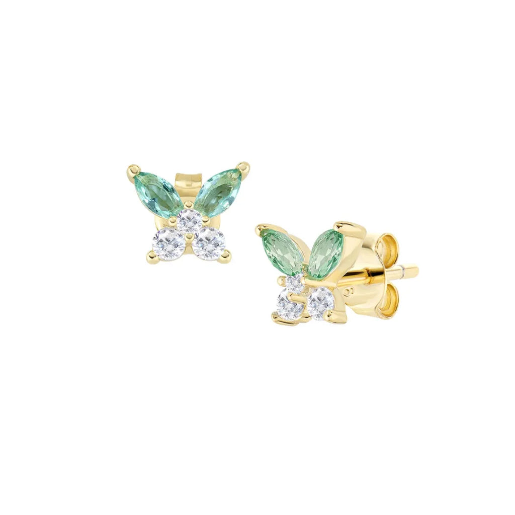 Orecchini a Lobo Petali Verde Acqua Dorati in Argento EBUTGBVA