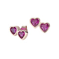 Orecchini Amen Due Cuori Rubino Argento 925 Rosé OR2CURRZ
