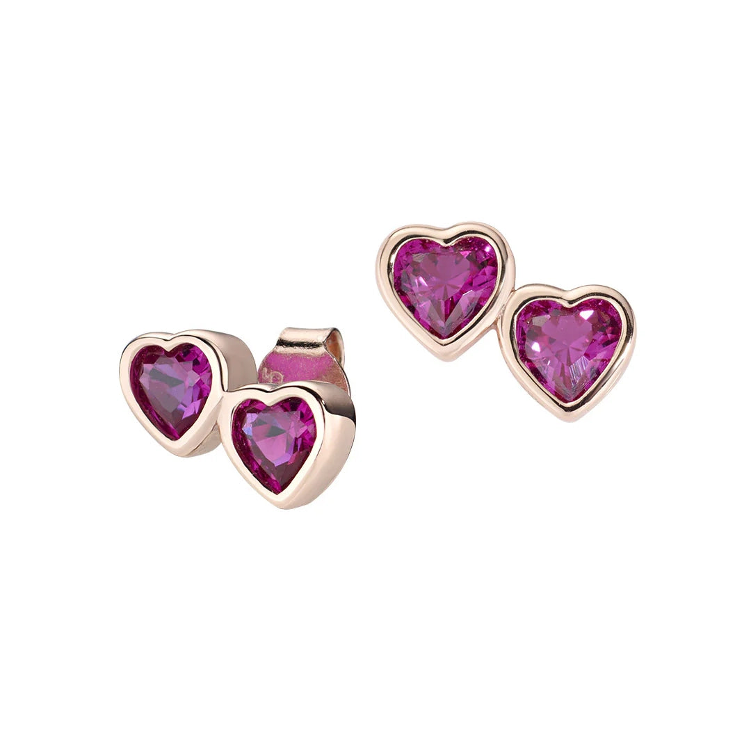 Orecchini Amen Due Cuori Rubino Argento 925 Rosé OR2CURRZ