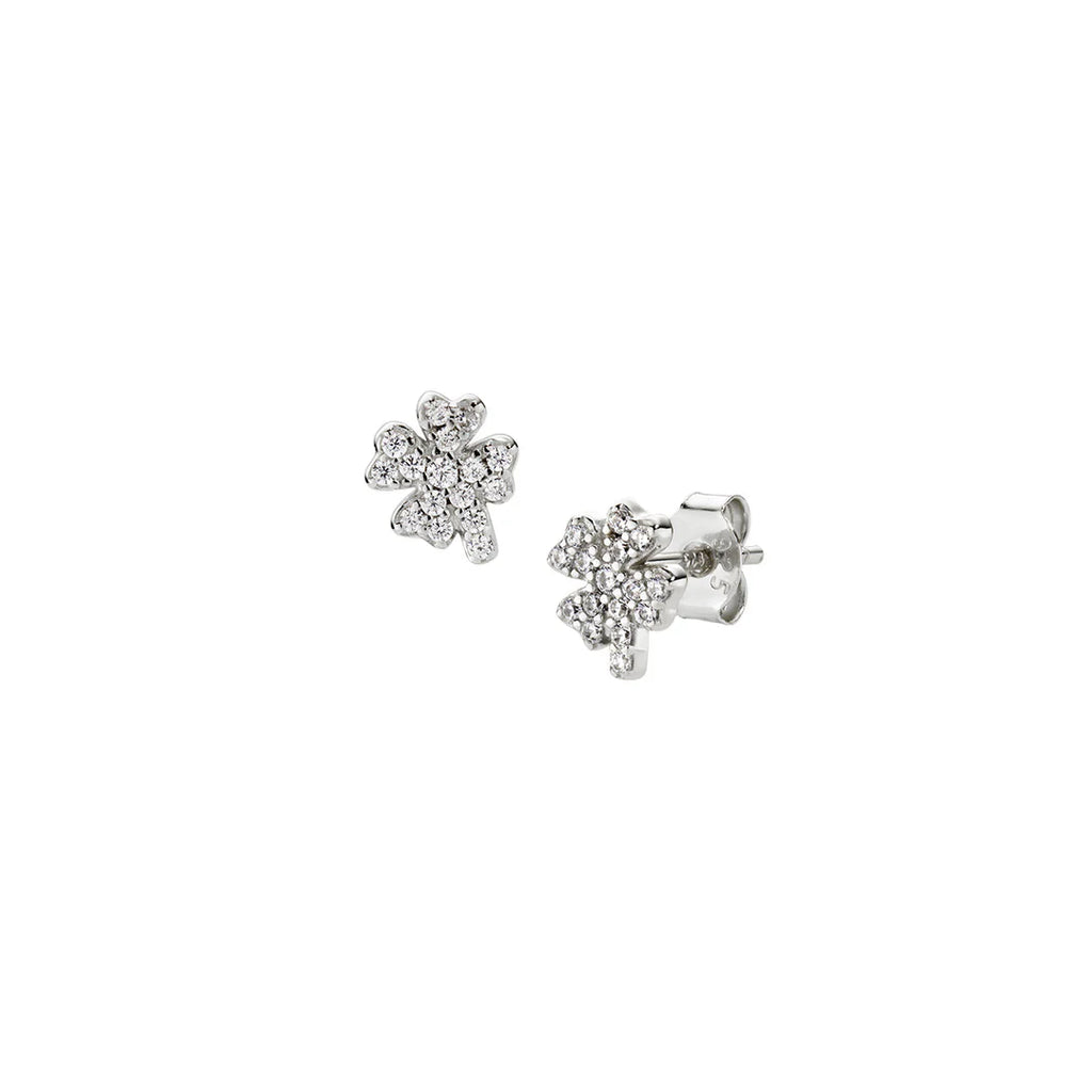 Orecchini Amen Mini Quadrifoglio Pavé Argento 925 ORQUPBBZ3