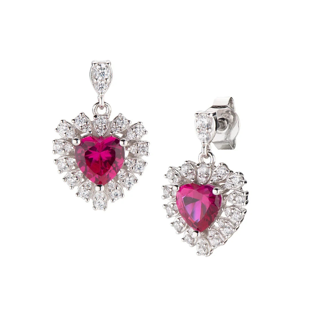 Orecchini Amen Pendenti Stardust Cuore Rosso Argento 925 ECUOBRBZ