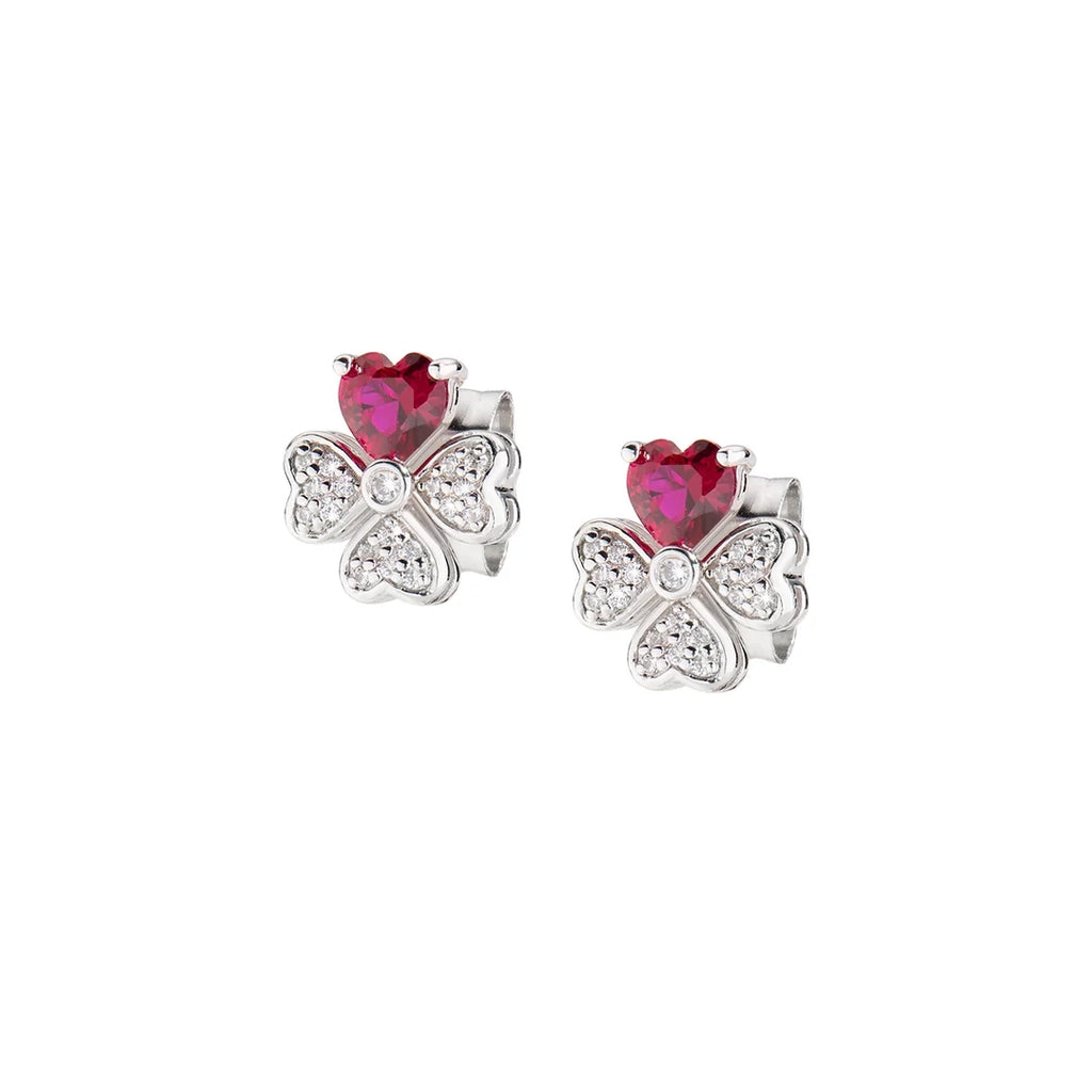 Orecchini Amen Quadricuore Rossi in Argento 925 con Zirconi EQUSBR
