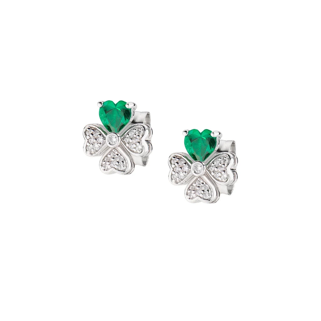 Orecchini Amen Quadricuore Verdi in Argento 925 con Zirconi EQUSBV