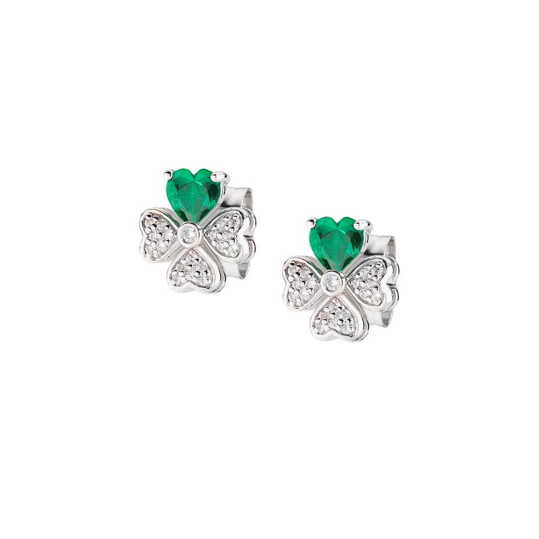 Orecchini Amen Quadricuore Verdi in Argento 925 con Zirconi EQUSBV
