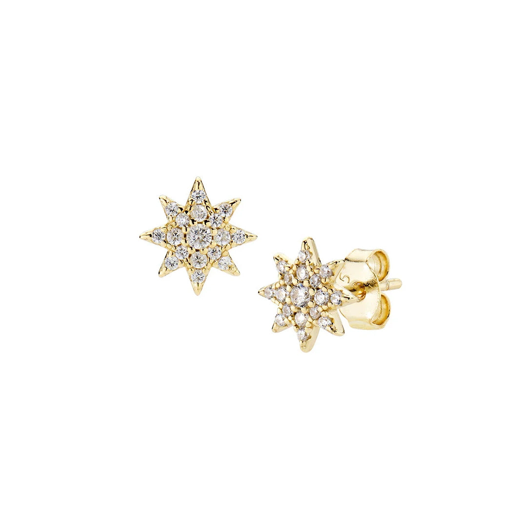 Orecchini Amen Stella Piccola Pavé Argento 925 Dorati ORSOPGBZ3