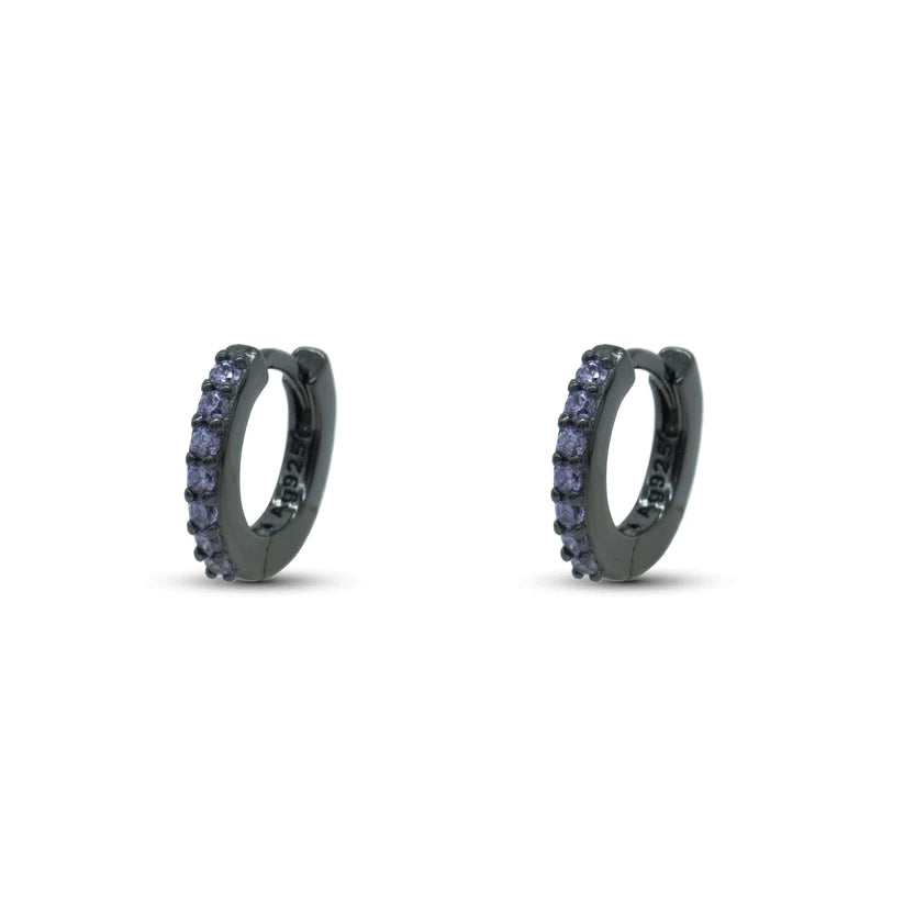Orecchini Argento 925‰ Nero Zirconi Lavanda Diludò ORDLNLIL