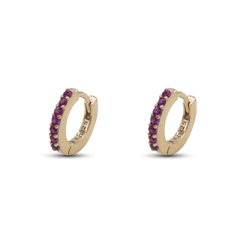 Orecchini base rosa cristalli rossi in Arg. 925 - ET1RR