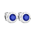 Orecchini Bottone Zancan Argento 925 Rodiato e Spinelli Blu ESO011-BL