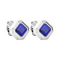 Orecchini Bottone Zancan Argento 925 Rodiato e Spinelli Blu ESO012-BL