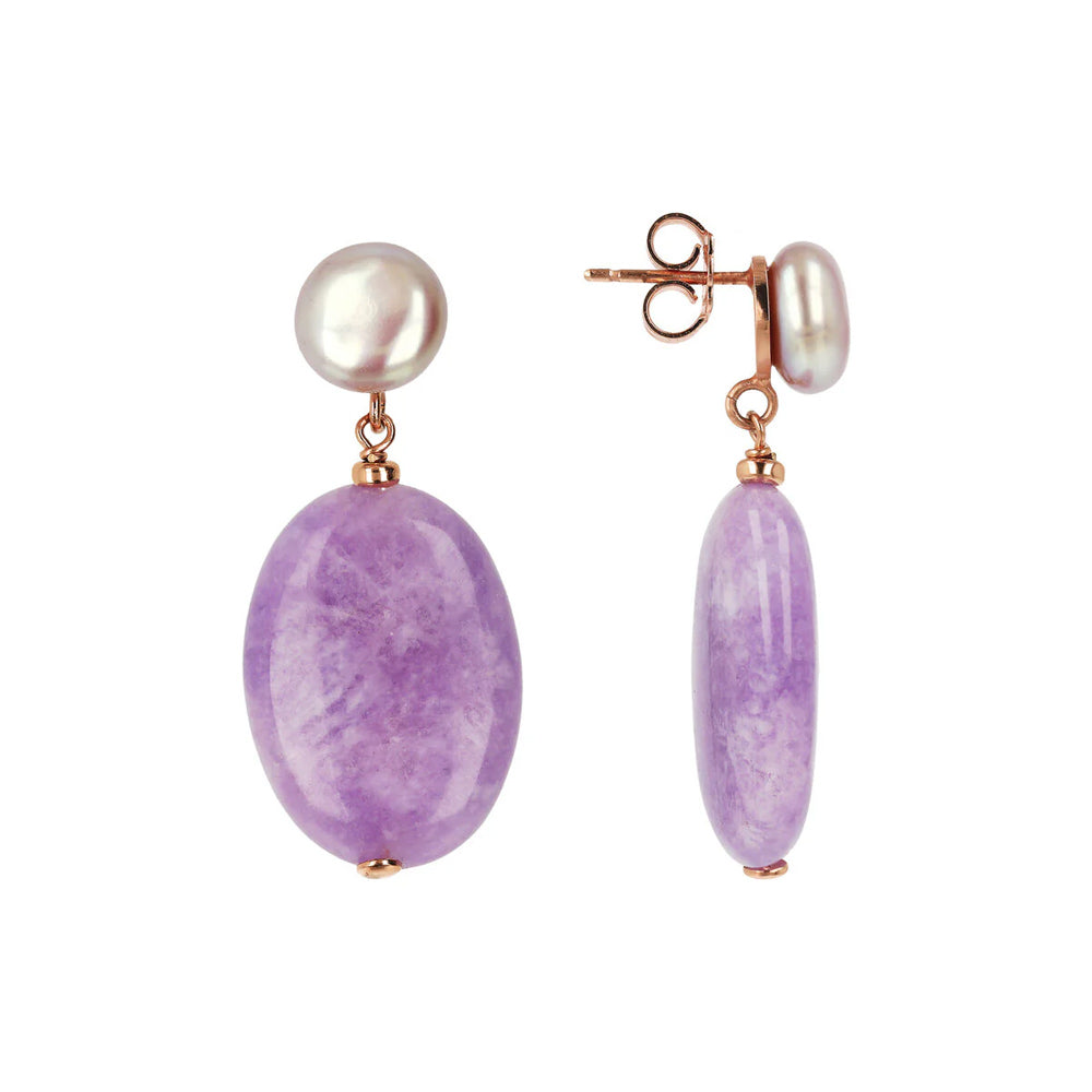 Orecchini Bronzallure in Lega Golden Rosé con Ametista Lavanda e Perle Rosa WSBZ02158.LAVENDER