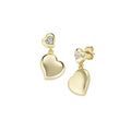 Orecchini Cuori Gemelli con Zircone in Argento Dorato ORHBOLIGBZ