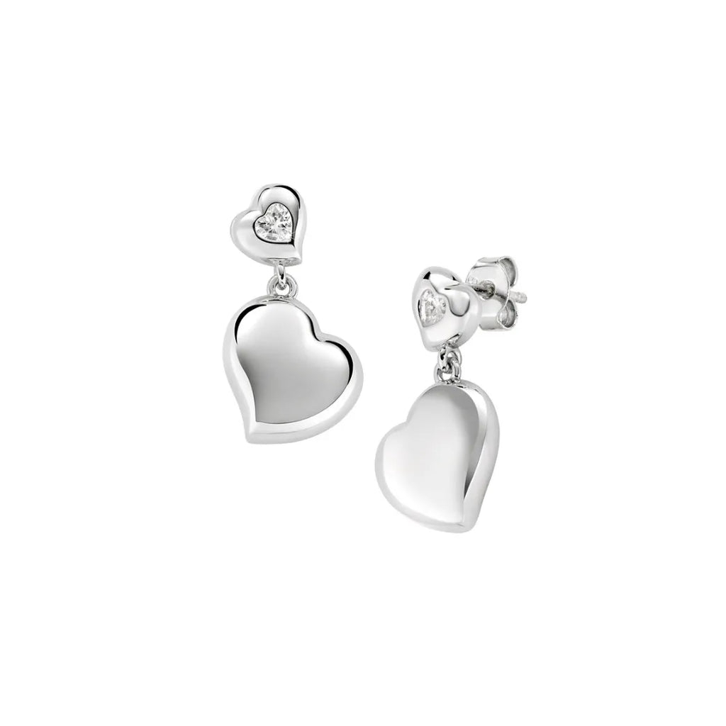 Orecchini Cuori Gemelli con Zircone in Argento ORHBOLIBBZ