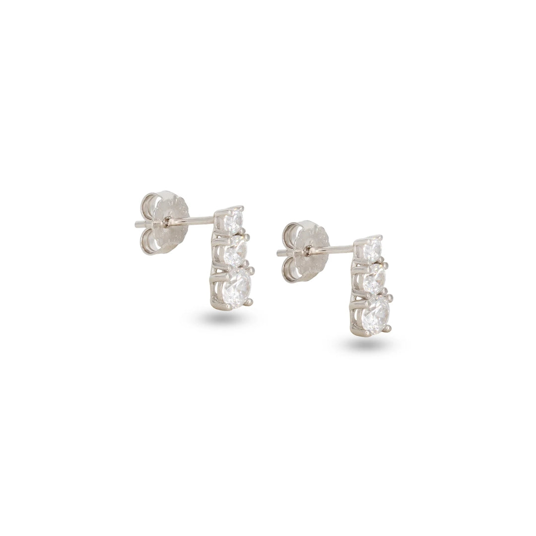 Orecchini Dilvdò Drop Stud Degradè Argento Zirconi Bianchi