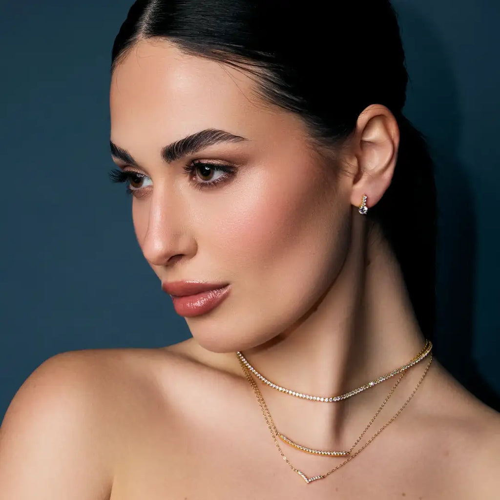 Orecchini Dilvdò Drop Stud Degradè Argento Zirconi Bianchi