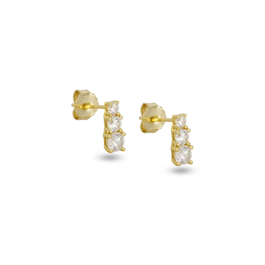 Orecchini Dilvdò Drop Stud Degradè Dorato Zirconi Bianchi