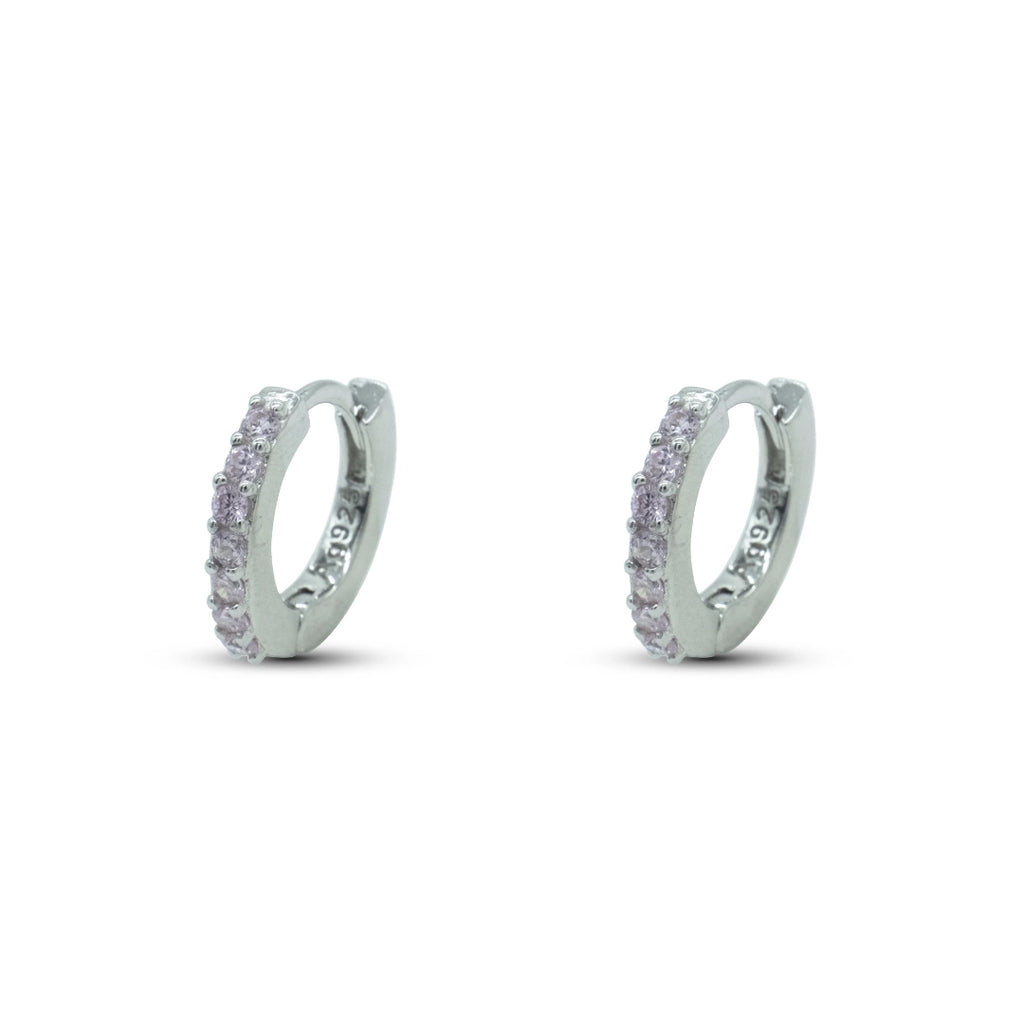 Orecchini Dilvdò Hoop Ring Argento Zirconi Rosa