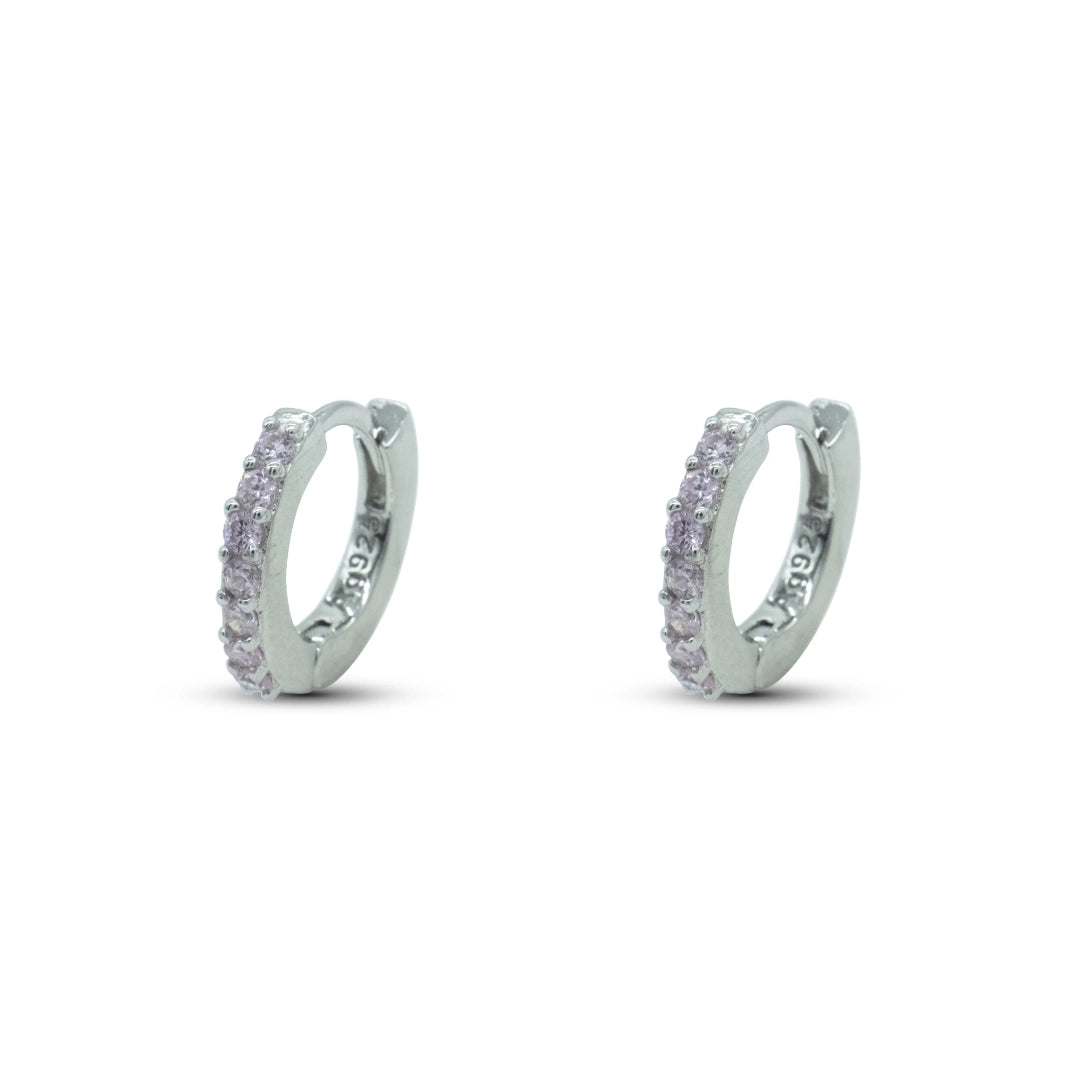 Orecchini Dilvdò Hoop Ring Argento Zirconi Rosa