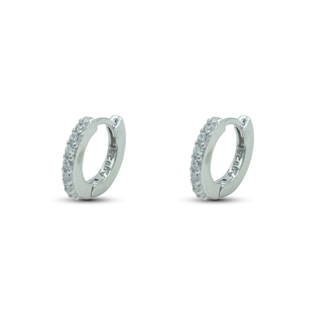 Orecchini Dilvdò Hoop Ring Argento Zirconi Bianchi