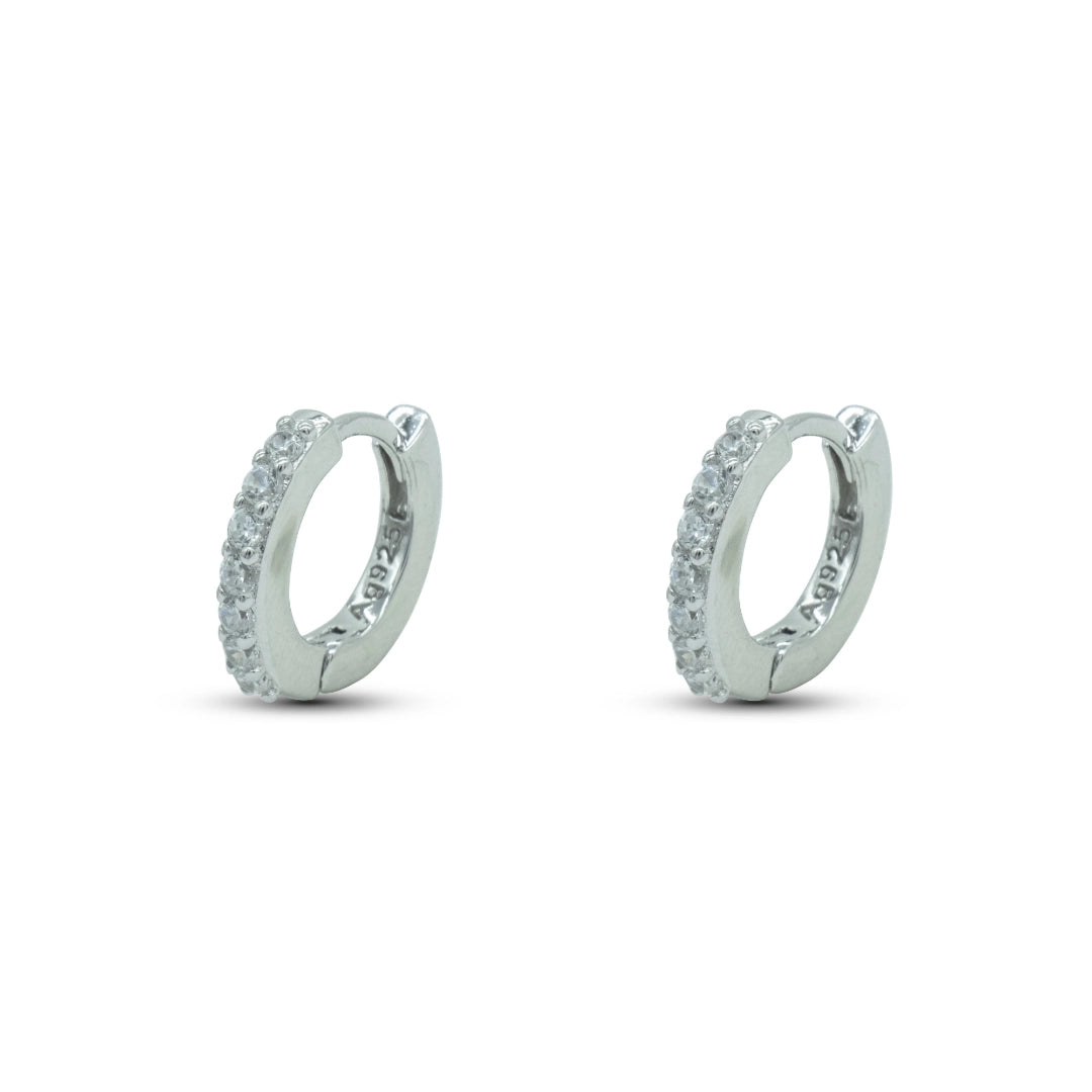 Orecchini Dilvdò Hoop Ring Argento Zirconi Bianchi