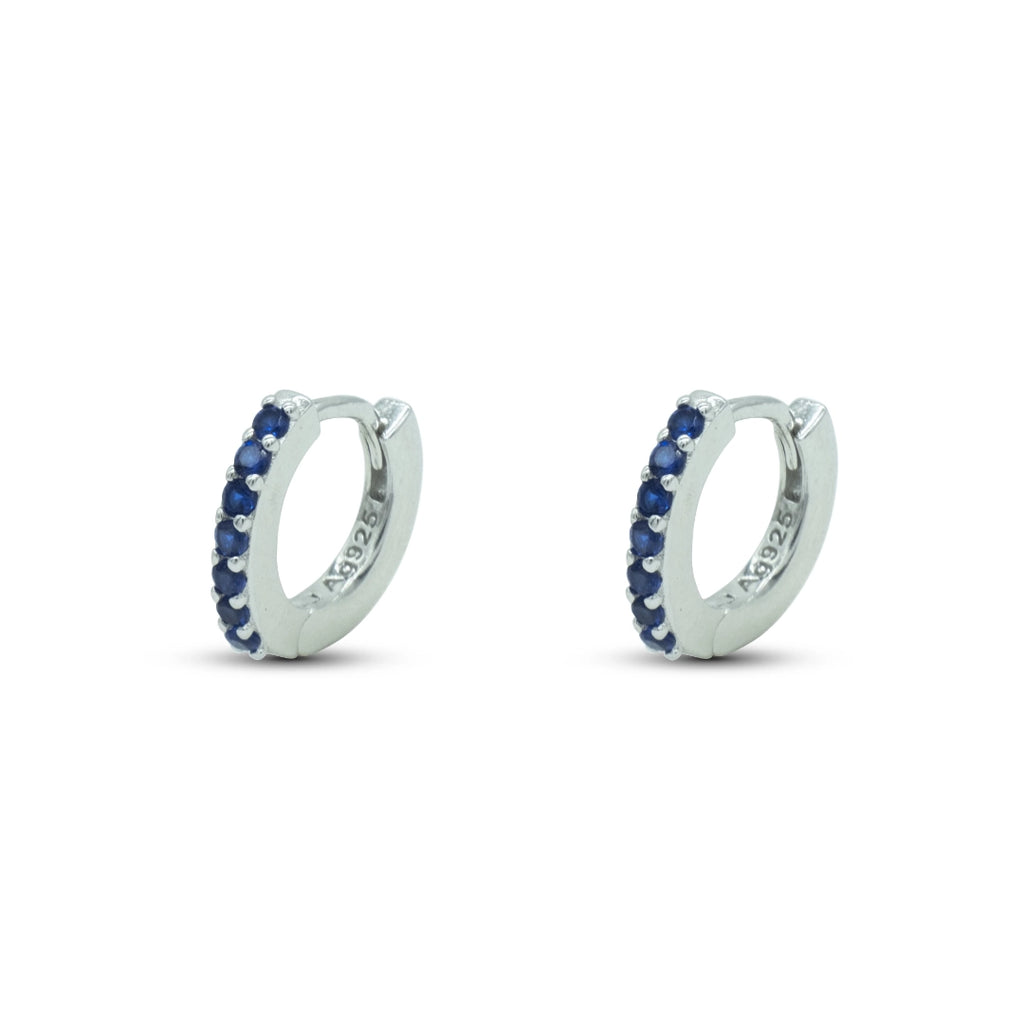 Orecchini Dilvdò Hoop Ring Argento Zirconi Blu