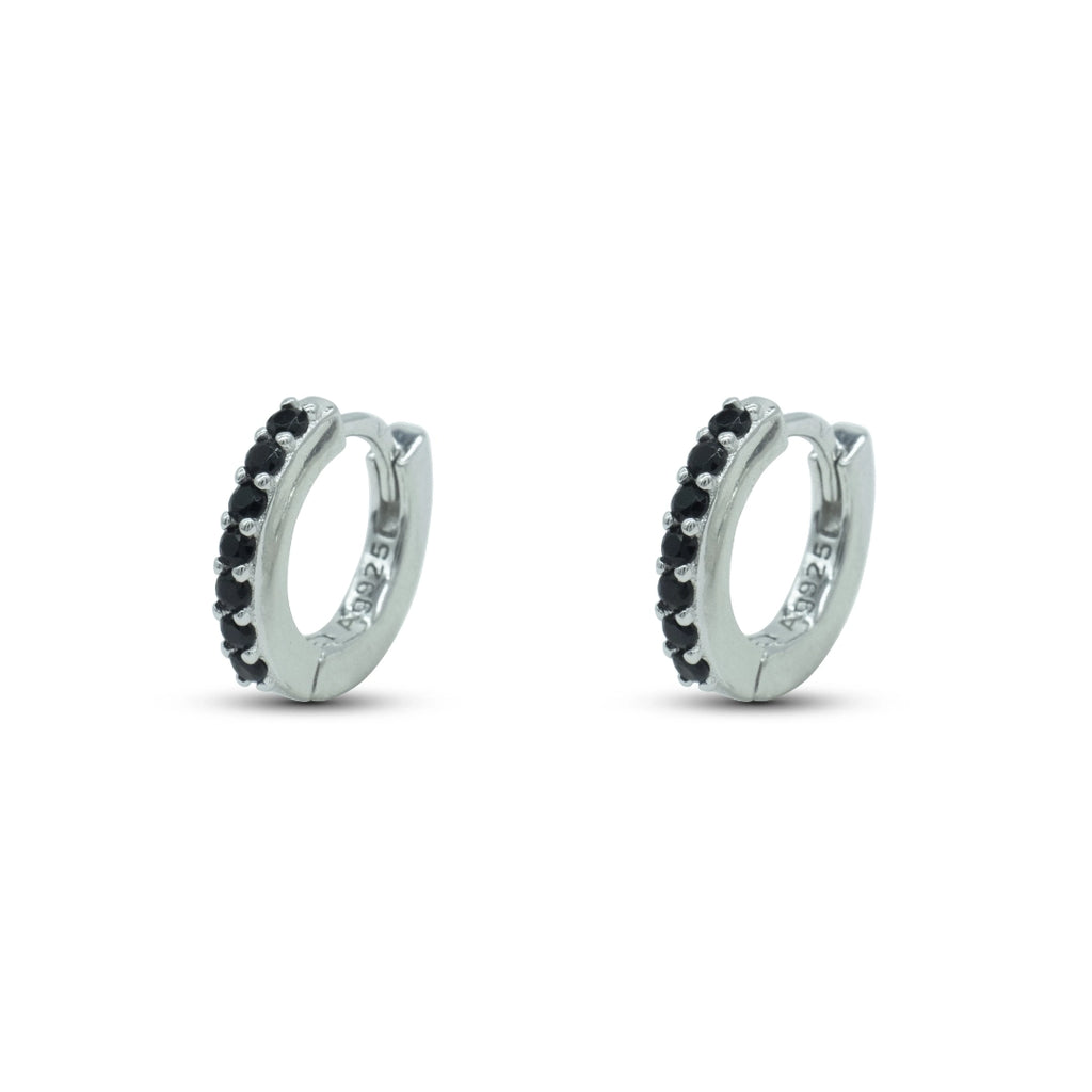 Orecchini Dilvdò Hoop Ring Argento Zirconi Neri