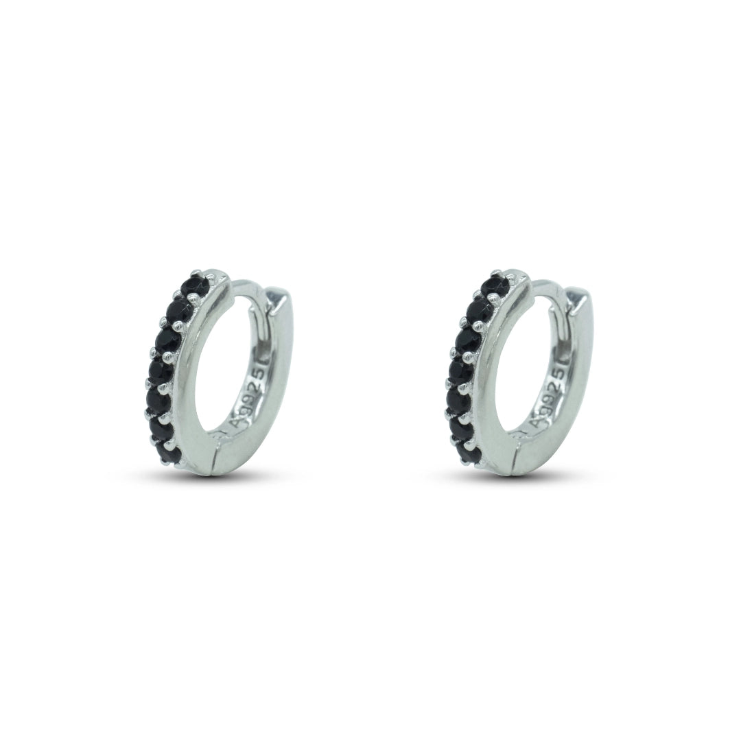 Orecchini Dilvdò Hoop Ring Argento Zirconi Neri