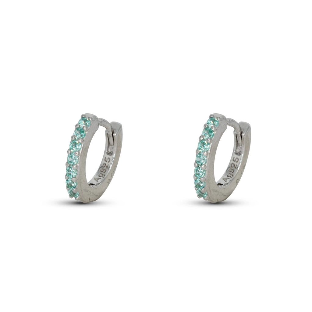 Orecchini Dilvdò Hoop Ring Argento Zirconi Paraiba