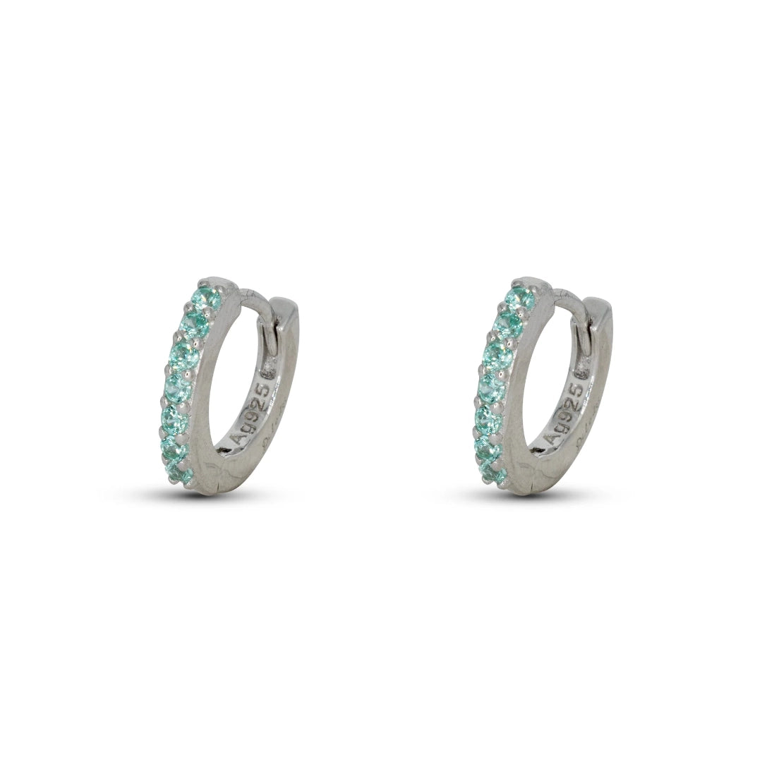 Orecchini Dilvdò Hoop Ring Argento Zirconi Paraiba