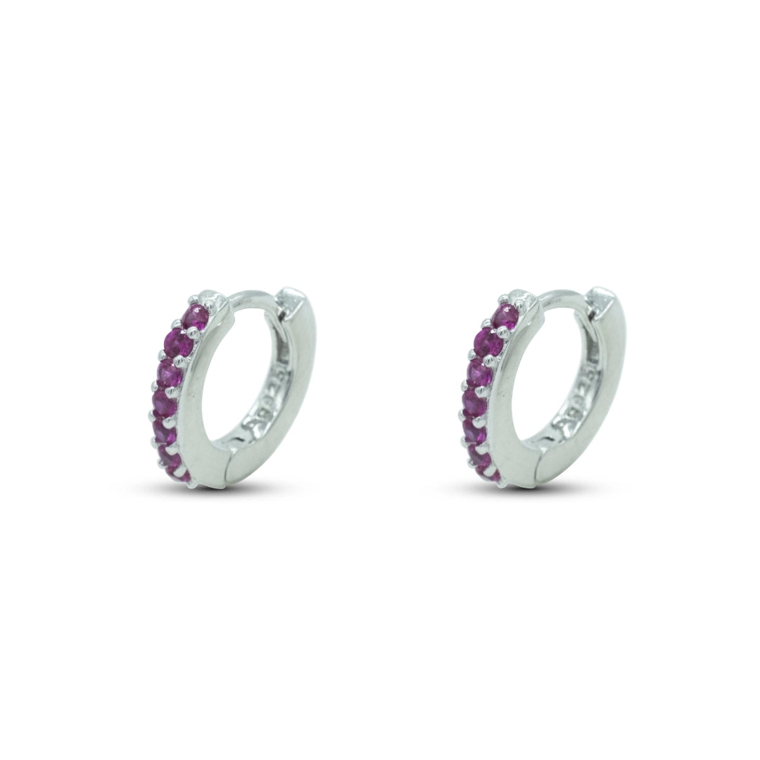 Orecchini Dilvdò Hoop Ring Argento Zirconi Rubino