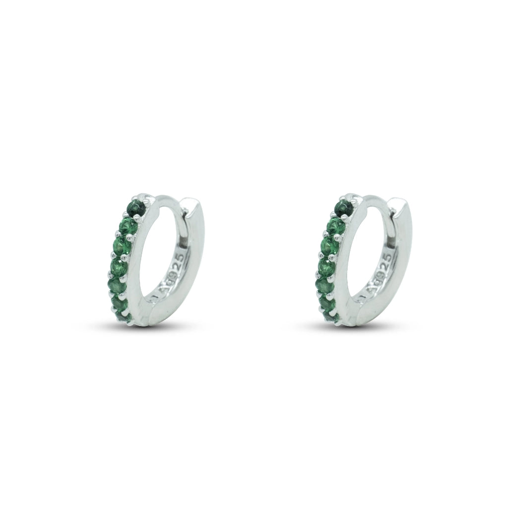 Orecchini Dilvdò Hoop Ring Argento Zirconi Verdi