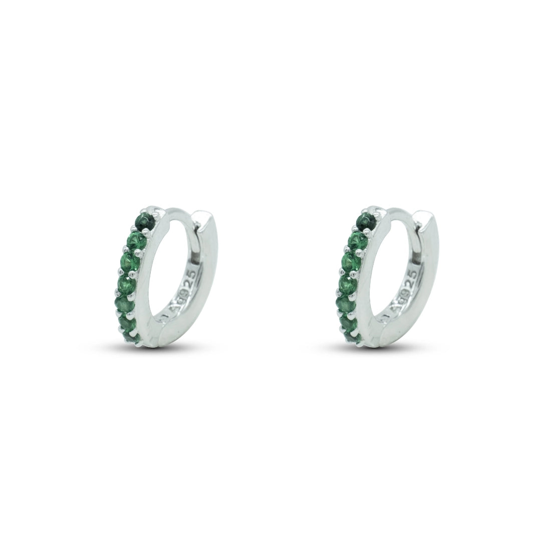 Orecchini Dilvdò Hoop Ring Argento Zirconi Verdi