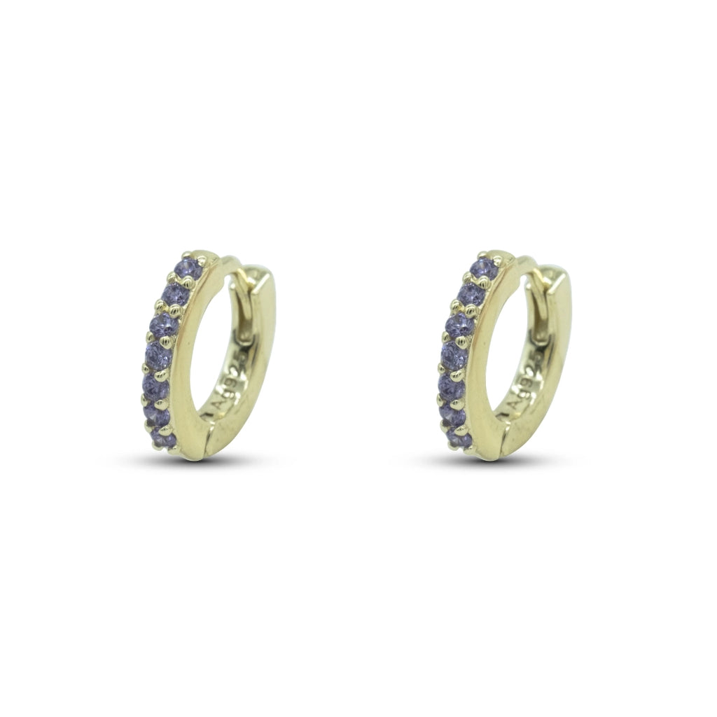 Orecchini Dilvdò Hoop Ring Dorati Zirconi Lavanda