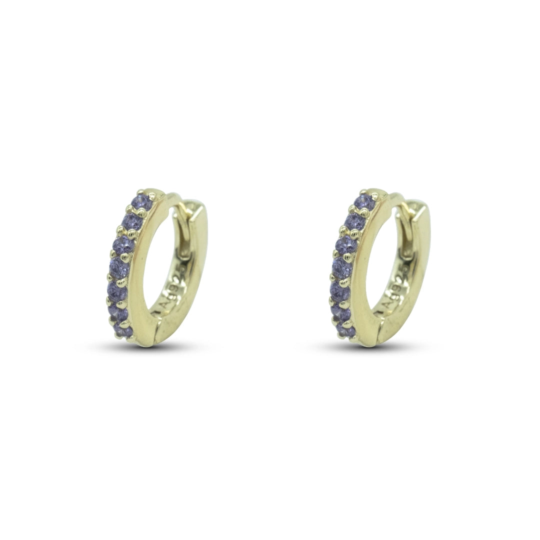 Orecchini Dilvdò Hoop Ring Dorati Zirconi Lavanda