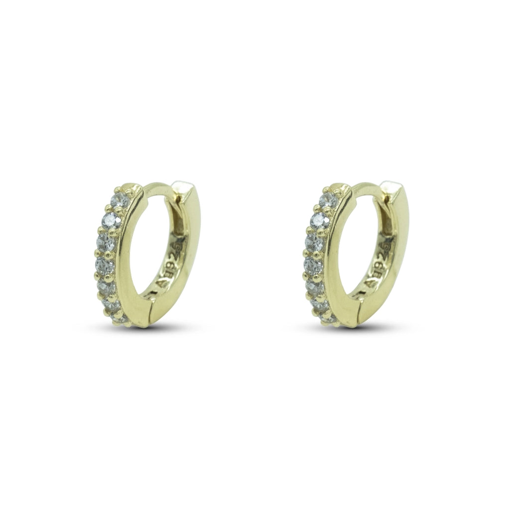 Orecchini Dilvdò Hoop Ring Dorati Zirconi Bianchi