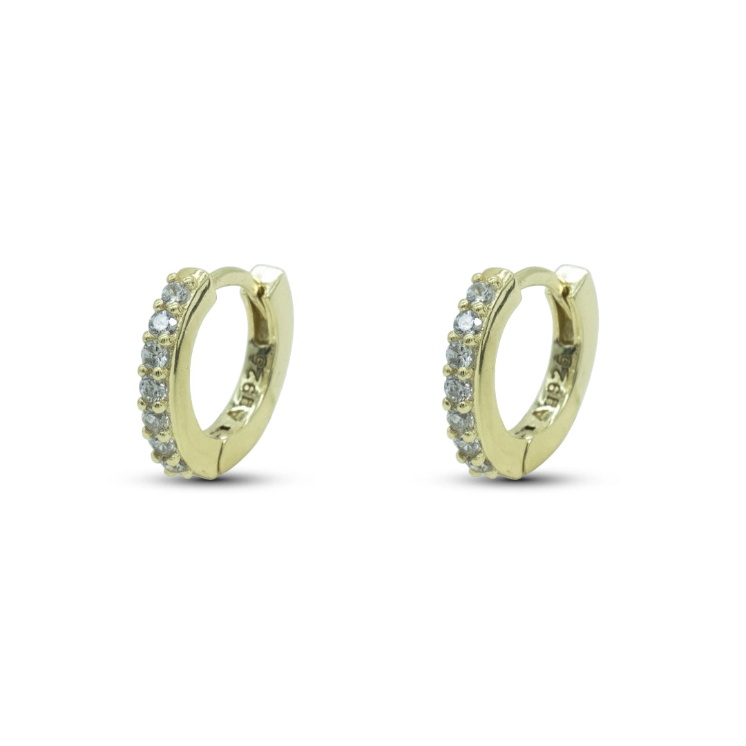 Orecchini Dilvdò Hoop Ring Dorati Zirconi Bianchi