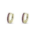 Orecchini Dilvdò Hoop Ring Dorato Zirconi Rubino
