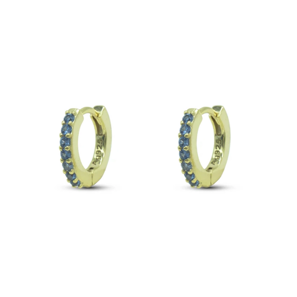 Orecchini Dilvdò Hoop Ring Dorato Zirconi Turchese