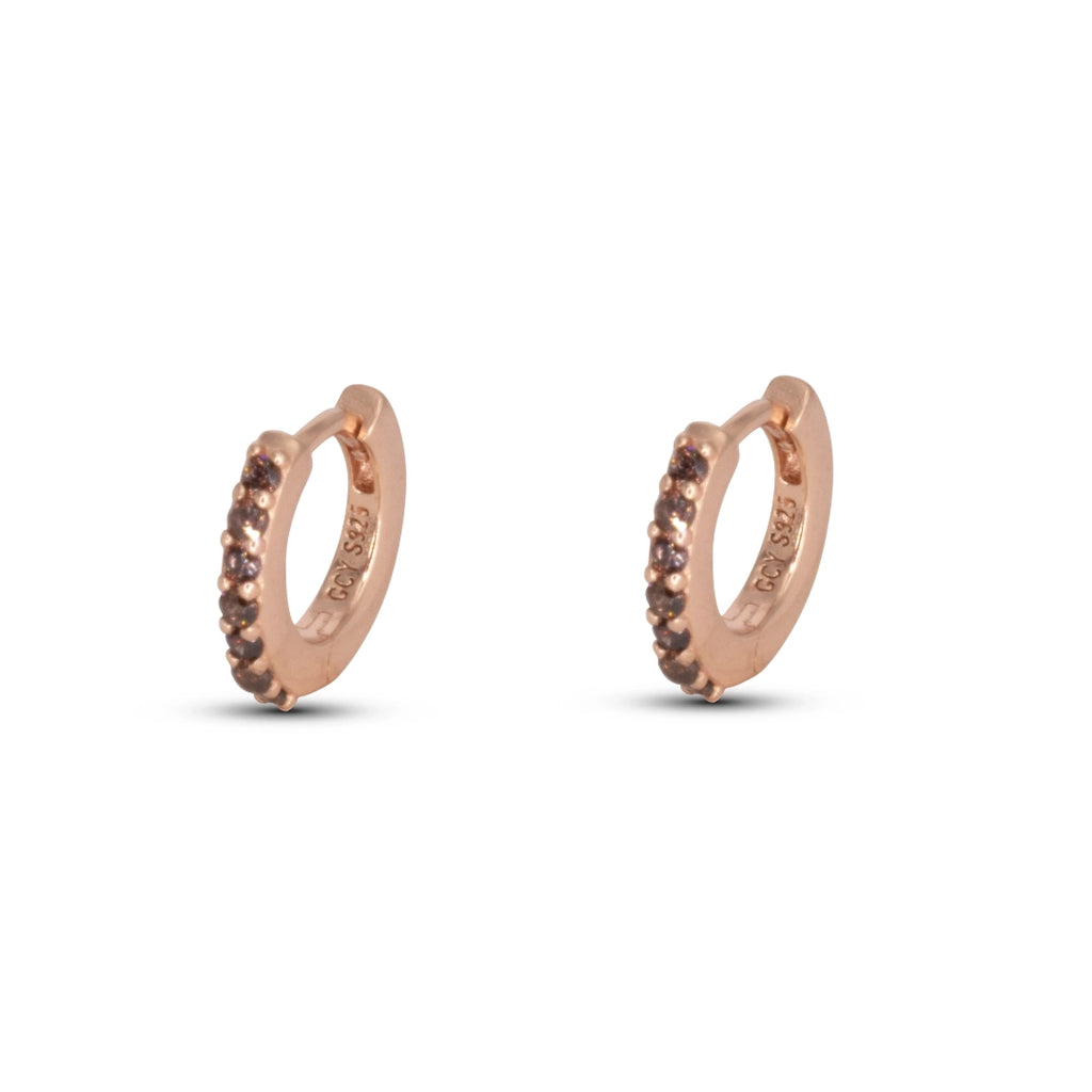 Orecchini Dilvdò Hoop Ring Rosè Zirconi Marroni