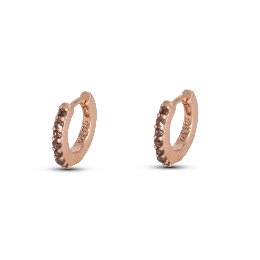 Orecchini Dilvdò Hoop Ring Rosè Zirconi Marroni
