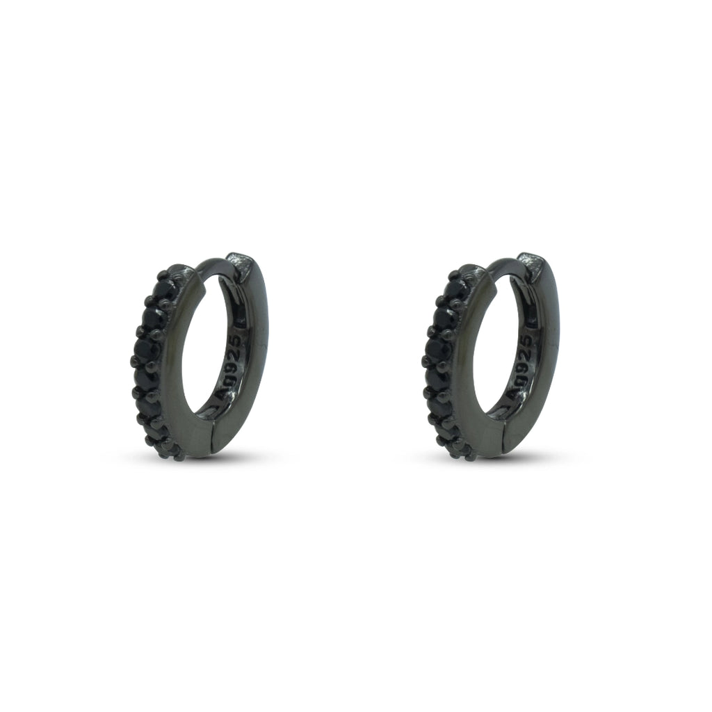 Orecchini Dilvdò Hoop Ring Zirconi Neri